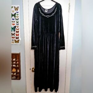 The Disney Catalog velvet maxi dress embroidered mickey detail